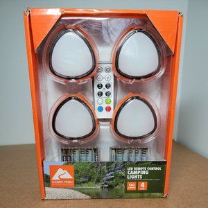Ozark Trail 4 Pack LED Remote Control Camping Lights comes with 12 AAA Batteries